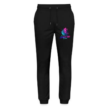 Après l’équipe de ski, sports d’hiver, vacances de ski, années 80 - Pantalon de jogging bio MOVER Stanley/Stella unisexe - noir - Devant - Marisol (170cm) & Nik (191cm)
