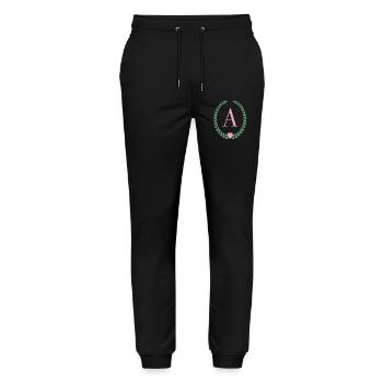 Buchstabe A-Monogramm - Stanley/Stella Unisex Bio Jogginghose Mover  - Schwarz - Vorne - Marisol (170cm) & Nik (191cm)