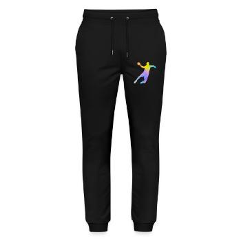 Handball Joueur de Hand Coloré Papa Handballeur  - Pantalon de jogging bio MOVER Stanley/Stella unisexe - noir - Devant - Marisol (170cm) & Nik (191cm)