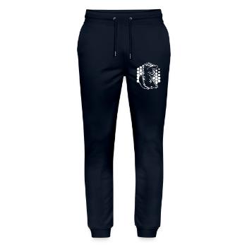 Motif motocross qui fonctionne immédiatement - Pantalon de jogging bio MOVER Stanley/Stella unisexe - marine - Devant - Marisol (170cm) & Nik (191cm)