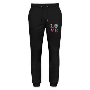 Deutscher Kurzhaar-Pointer liebt bunte Hundekunst - Stanley/Stella Unisex Bio Jogginghose Mover  - Schwarz - Vorne - Marisol (170cm) & Nik (191cm)