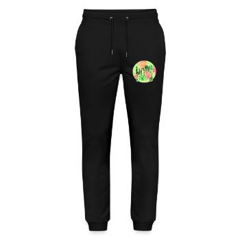 Hope Neon Tie-Dye Circular - Stanley/Stella Mover Unisex Organic Jogging Trousers - black - Front - Marisol (170cm) & Nik (191cm)