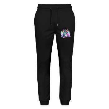 Techicorn Neon Einhorn - Stanley/Stella Unisex Bio Jogginghose Mover  - Schwarz - Vorne - Marisol (170cm) & Nik (191cm)
