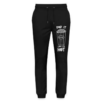 Funny Pop It Like Its Hot Popcorn Snack Design - Stanley/Stella Mover Unisex Organic Jogging Trousers - black - Front - Marisol (170cm) & Nik (191cm)