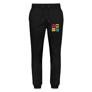 Mange, dors, Ping Pong, Répétez, Tennis de table drôle, - Pantalon de jogging bio MOVER Stanley/Stella unisexe - noir - Devant - Marisol (170cm) & Nik (191cm)