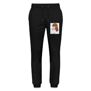 Girl with glasses for anime fans - Stanley/Stella Mover Unisex Organic Jogging Trousers - black - Front - Marisol (170cm) & Nik (191cm)
