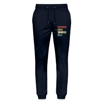 Zimmerer Papa - Stanley/Stella Unisex Bio Jogginghose Mover  - Navy - Vorne - Marisol (170cm) & Nik (191cm)