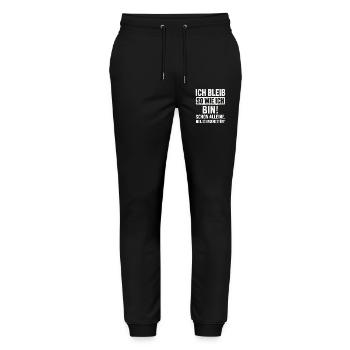 Ich Bleib So Wie Ich Bin Spruch Humor Lustig  - Stanley/Stella Unisex Bio Jogginghose Mover  - Schwarz - Vorne - Marisol (170cm) & Nik (191cm)
