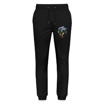 Kubus Regenbogenfarben - Stanley/Stella Unisex Bio Jogginghose Mover  - Schwarz - Vorne - Marisol (170cm) & Nik (191cm)