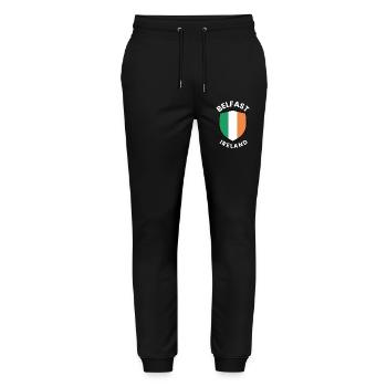 Bouclier de Belfast d’Irlande - Pantalon de jogging bio MOVER Stanley/Stella unisexe - noir - Devant - Marisol (170cm) & Nik (191cm)