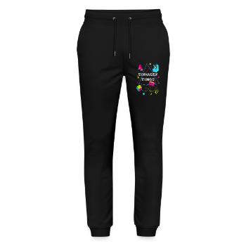 80er Neon Retro Gaming - Stanley/Stella Unisex Bio Jogginghose Mover  - Schwarz - Vorne - Marisol (170cm) & Nik (191cm)