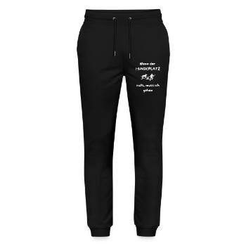 Wenn_der_HUNDEPLATZ_ruft _muss_ich_gehen - Stanley/Stella Mover Unisex Organic Jogging Trousers - black - Front - Marisol (170cm) & Nik (191cm)