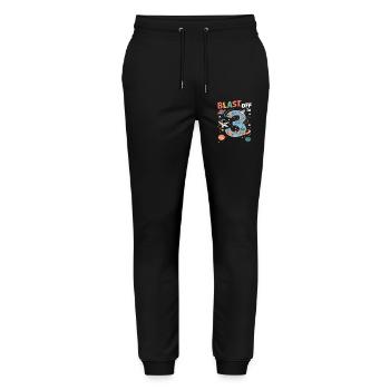 Departure into space 3rd birthday children's birthday party - Stanley/Stella Mover Unisex Organic Jogging Trousers - black - Front - Marisol (170cm) & Nik (191cm)