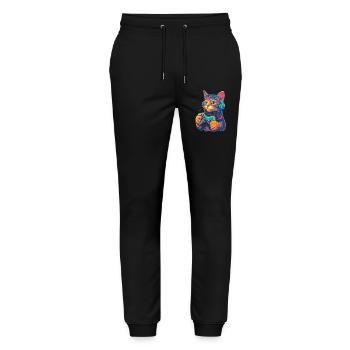 Joueur de chat drôle - Pantalon de jogging bio MOVER Stanley/Stella unisexe - noir - Devant - Marisol (170cm) & Nik (191cm)