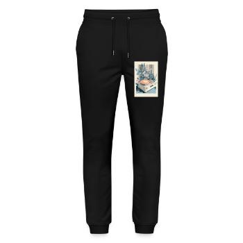 Retro Bloom Vinyl Dream - Stanley/Stella Mover Unisex Organic Jogging Trousers - black - Front - Marisol (170cm) & Nik (191cm)