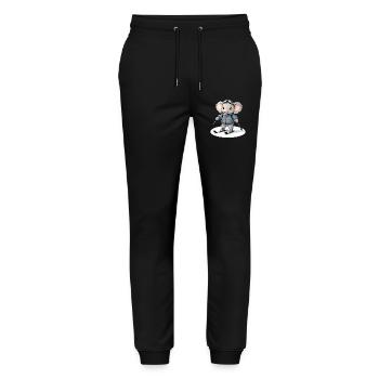 Skifahrender Elefant Hoodie - Stanley/Stella Unisex Bio Jogginghose Mover  - Schwarz - Vorne - Marisol (170cm) & Nik (191cm)