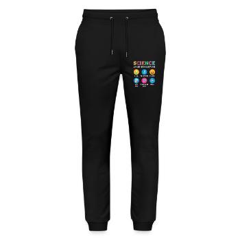 La science suscite la curiosité - Pantalon de jogging bio MOVER Stanley/Stella unisexe - noir - Devant - Marisol (170cm) & Nik (191cm)