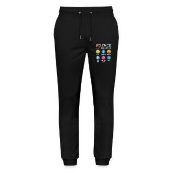 La science suscite la curiosité - Pantalon de jogging bio MOVER Stanley/Stella unisexe - noir - Devant - Marisol (170cm) & Nik (191cm)