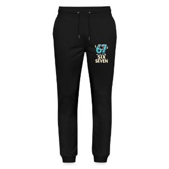 US Flag 67 Memes Six Seven - Stanley/Stella Mover Unisex Organic Jogging Trousers - black - Front - Marisol (170cm) & Nik (191cm)