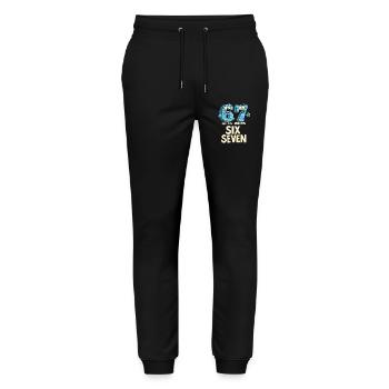 US Flag 67 Memes Six Seven - Stanley/Stella Mover Unisex Organic Jogging Trousers - black - Front - Marisol (170cm) & Nik (191cm)