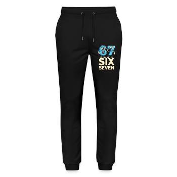 US Flag 67 Memes Six Seven - Stanley/Stella Unisex Bio Jogginghose Mover  - Schwarz - Vorne - Marisol (170cm) & Nik (191cm)