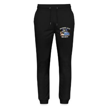 Official Dachshund Black I'm now going to the - Stanley/Stella Mover Unisex Organic Jogging Trousers - black - Front - Marisol (170cm) & Nik (191cm)