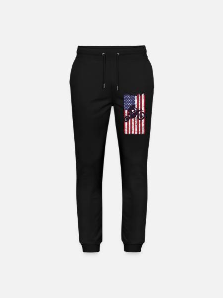 Dirt Biking USA Flag  - Stanley/Stella Mover Unisex Organic Jogging Trousers - black