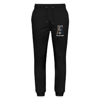 Charging Raccoon Hoodie Motif Raccoon Morning Grouch - Stanley/Stella Mover Unisex Organic Jogging Trousers - black - Front - Marisol (170cm) & Nik (191cm)