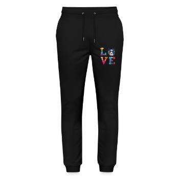 Colorful Border Collie Love Dog Art Portrait - Stanley/Stella Mover Unisex Organic Jogging Trousers - black - Front - Marisol (170cm) & Nik (191cm)