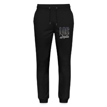 Los Angeles Skyline Schriftzug - Stanley/Stella Unisex Bio Jogginghose Mover  - Schwarz - Vorne - Marisol (170cm) & Nik (191cm)