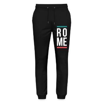 Rome City Bold Typography design - Stanley/Stella Mover Unisex Organic Jogging Trousers - black - Front - Marisol (170cm) & Nik (191cm)