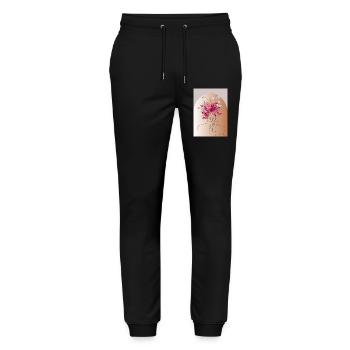 Flower head with butterfly crown - Stanley/Stella Mover Unisex Organic Jogging Trousers - black - Front - Marisol (170cm) & Nik (191cm)