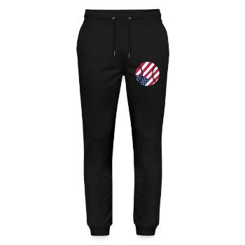 USA Patriotic Softball American Flag Sports Kunst - Stanley/Stella Unisex Bio Jogginghose Mover  - Schwarz - Vorne - Marisol (170cm) & Nik (191cm)