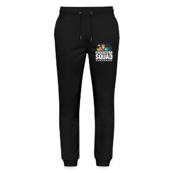 Conception de nettoyage amusante - Pantalon de jogging bio MOVER Stanley/Stella unisexe - noir - Devant - Marisol (170cm) & Nik (191cm)