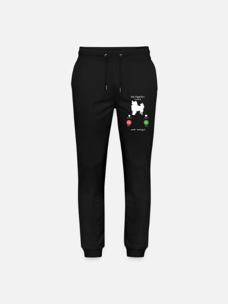 Papillon Dog Calling Smartphone Interface - Stanley/Stella Mover Unisex Organic Jogging Trousers - black