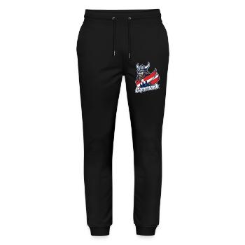 Denmark Viking Emblem - Stanley/Stella Mover Unisex Organic Jogging Trousers - black - Front - Marisol (170cm) & Nik (191cm)