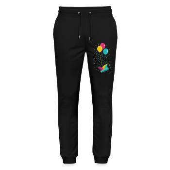 Karneval Narrenkappe mit Ballons & Konfetti - Stanley/Stella Unisex Bio Jogginghose Mover  - Schwarz - Vorne - Marisol (170cm) & Nik (191cm)
