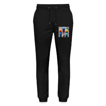 Bunter Rückzugsort am Strand - Stanley/Stella Unisex Bio Jogginghose Mover  - Schwarz - Vorne - Marisol (170cm) & Nik (191cm)