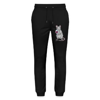 Maus Rotwein - Stanley/Stella Unisex Bio Jogginghose Mover  - Schwarz - Vorne - Marisol (170cm) & Nik (191cm)