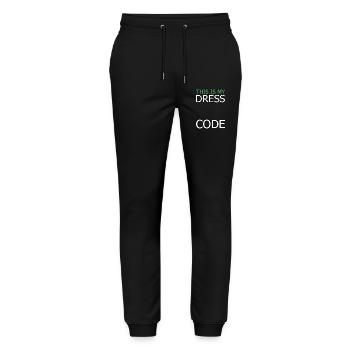 This is my Dress Code – Code Green - Stanley/Stella Mover Unisex Organic Jogging Trousers - black - Front - Marisol (170cm) & Nik (191cm)