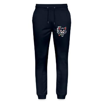 Angry cat with joint - Stanley/Stella Mover Unisex Organic Jogging Trousers - navy - Front - Marisol (170cm) & Nik (191cm)