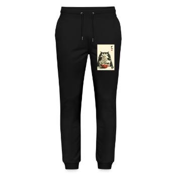 Ramen-Katzen-Nudelfreude - Stanley/Stella Unisex Bio Jogginghose Mover  - Schwarz - Vorne - Marisol (170cm) & Nik (191cm)