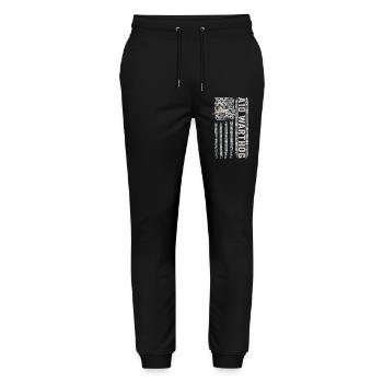 A-10 Warthog American Flag Military Camouflage - Stanley/Stella Mover Unisex Organic Jogging Trousers - black - Front - Marisol (170cm) & Nik (191cm)