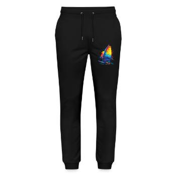 Windsurfen – Wassersportillustration - Stanley/Stella Unisex Bio Jogginghose Mover  - Schwarz - Vorne - Marisol (170cm) & Nik (191cm)