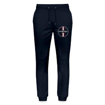 Copenhagen Coordinates - Stanley/Stella Mover Unisex Organic Jogging Trousers - navy - Front - Marisol (170cm) & Nik (191cm)