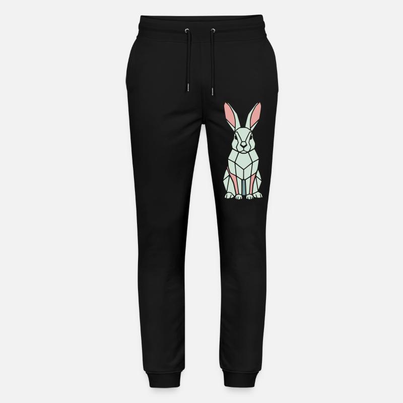 Geometric Bunny Low Poly Modern - Pantalon de jogging bio MOVER Stanley/Stella unisexe - noir