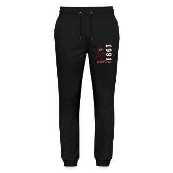 Vintage 1991 Retro Motorcycle Birthday Gift - Stanley/Stella Mover Unisex Organic Jogging Trousers - black - Front - Marisol (170cm) & Nik (191cm)