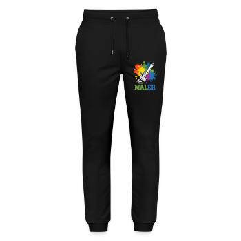 Maler Kostüm Farbkleckse Pinsel Farbe Farbklecks - Stanley/Stella Unisex Bio Jogginghose Mover  - Schwarz - Vorne - Marisol (170cm) & Nik (191cm)