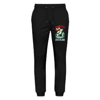 Hands Off Greenland Flag Arctic Polar Bear - Stanley/Stella Unisex Bio Jogginghose Mover  - Schwarz - Vorne - Marisol (170cm) & Nik (191cm)