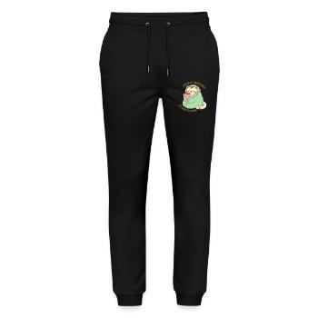Chaton dans une couverture avec une tasse de cacao - Pantalon de jogging bio MOVER Stanley/Stella unisexe - noir - Devant - Marisol (170cm) & Nik (191cm)